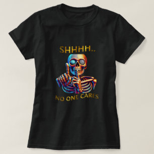 Camiseta O Silêncio Fala Volumes Coloridos Figura Esqueléti