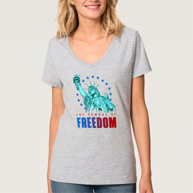 Camiseta O Símbolo da Liberdade | Pescoço-V feminino (Frente)