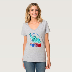 Camiseta O Símbolo da Liberdade   Pescoço-V feminino