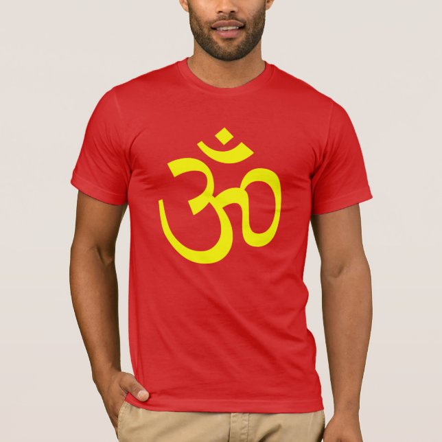 Camiseta O símbolo OM de Aum assina o amarelo brilhante do (Frente)