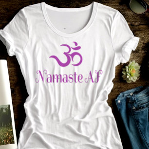 Camiseta O símbolo roxo engraçado Namaste AF de OM