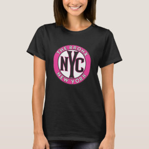 Camiseta O Sinal do Bronx New York Magenta e do Círculo Neg