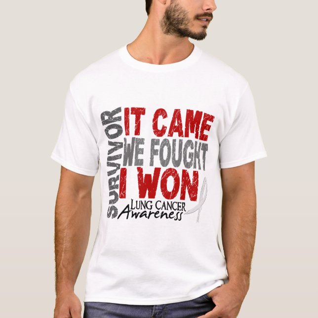 Camiseta O sobrevivente de câncer que do pulmão veio nós (Frente)
