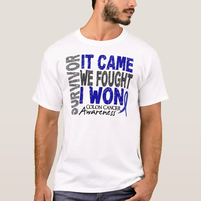 Camiseta O sobrevivente que do cancro do cólon veio nós (Frente)