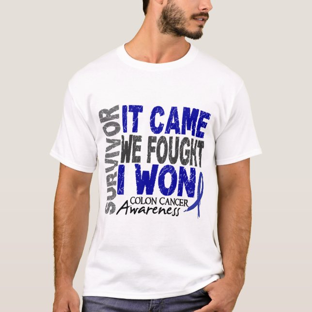 Camiseta O sobrevivente que do cancro do cólon veio nós (Frente)