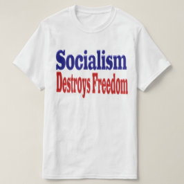 Camiseta O socialismo destrói a liberdade com texto azul ve