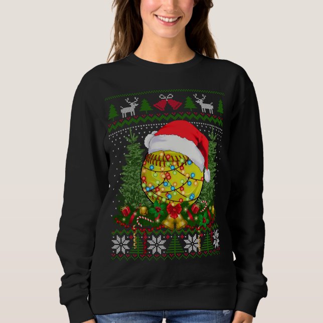 Camiseta O Softball Natal Ugly Sweater Famílias Oferece Esp (Frente)