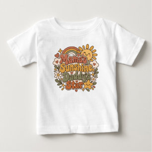 Camiseta O Sol da Mamãe, a Estrela do Papai, Bebê Fofo, Amo