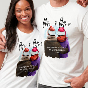 Camiseta O Sr. e a Sra. Script Casais Natal