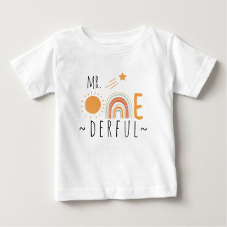 Camiseta O Sr. Onemagia Boho Rainbow Primeiro Aniversário