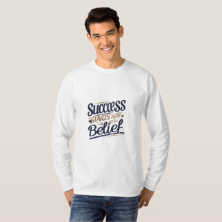 Camiseta O sucesso começa com a crença | Mão Inspiracional