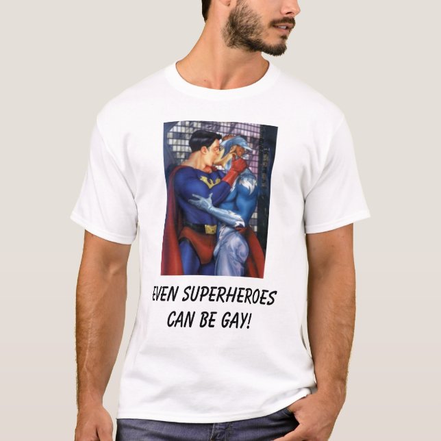 Camiseta o super-herói, mesmo super-herói pode ser alegre! (Frente)
