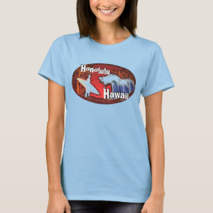 Camiseta O surfista das senhoras de Honolulu Havaí acena o