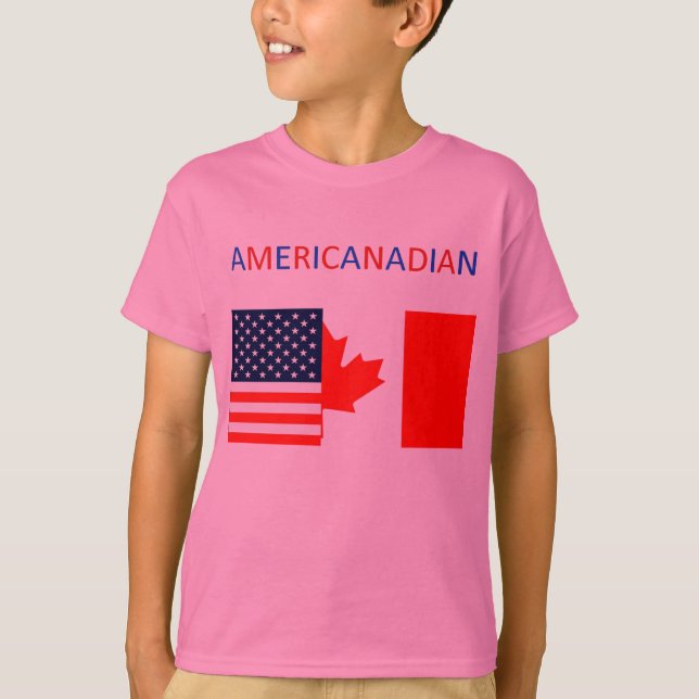 Camiseta O T cor-de-rosa das meninas de AMERICANADIAN 2 (Frente)