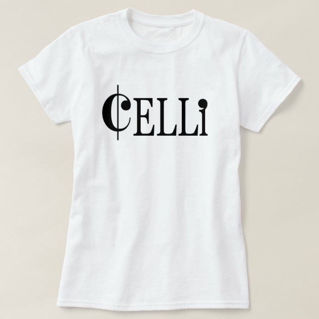 Camiseta O T da mulher básica dos Celli brancos (Frente do Design)