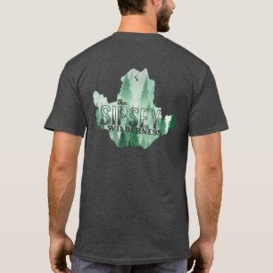 Camiseta O T do mapa da aguarela da região selvagem de