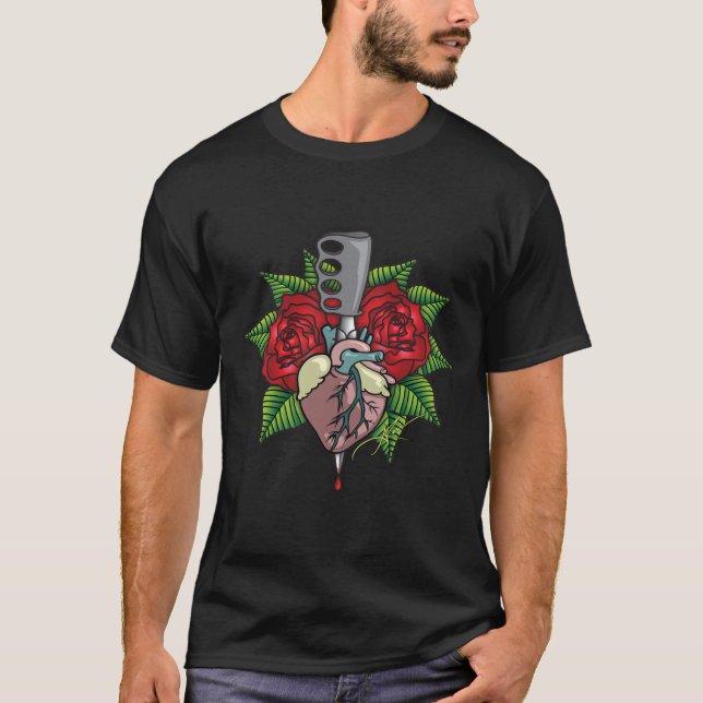 Camiseta O T dos homens básicos da arte do tatuagem (Frente)