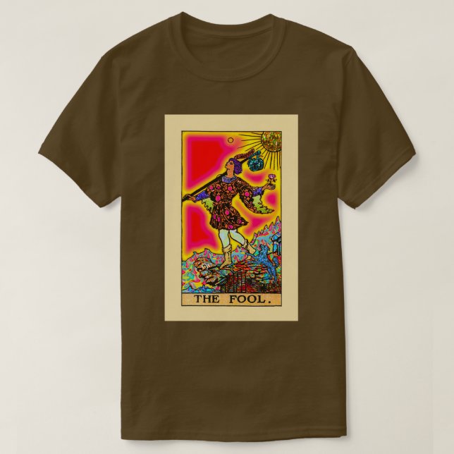 Camiseta O Tarô Psicodélico tolo no Arco-íris (Frente do Design)