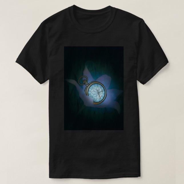 Camiseta O tempo cresce à luz da lua de prata (Frente do Design)