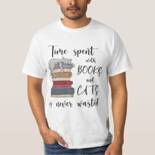 Camiseta O Tempo Gasto Nos Livros E Gatos Nunca É Desperdiç