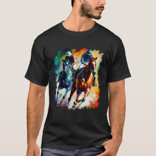 Camiseta O Thrill da Corrida Colorida Corrida de Cavalos