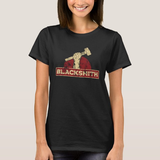 Camiseta O Trabalhador Ferreiro Resistente Martelo de Ferro (Frente)
