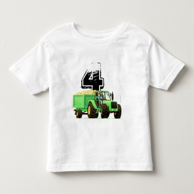 Camiseta O Trator de Fazenda Verde Personalizado da Criança (Frente)