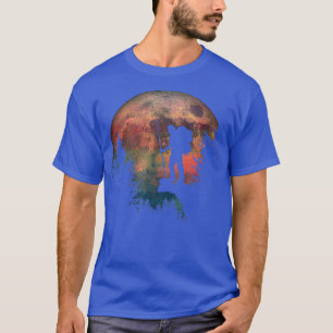 Camiseta O Trekking À Noite Leva Uma Lua De Aquarela Em