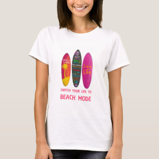 Camiseta O Tríptico de Cartaz de Surfboard de Desfrutar a V