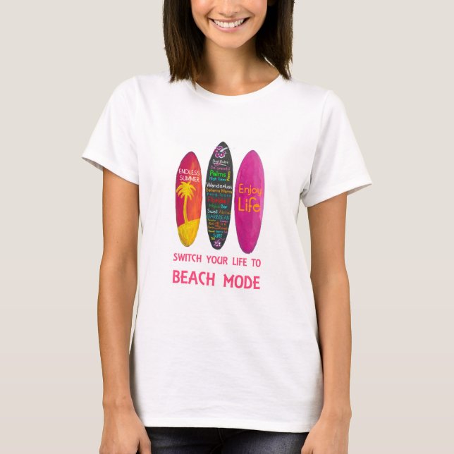 Camiseta O Tríptico de Cartaz de Surfboard de Desfrutar a V (Frente)
