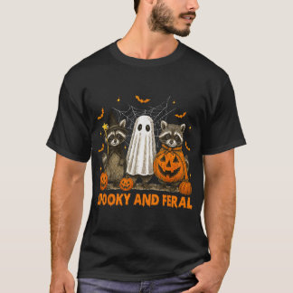 Camiseta O Truque De Ghost Raccoon De Halloween E Feral