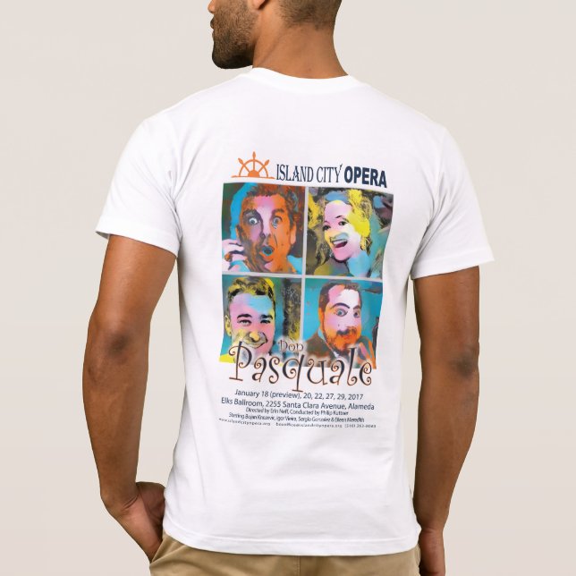 Camiseta O tshirt leve dos homens de Don Pasquale da ópera (Verso)