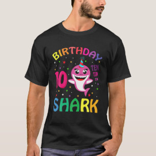 Camiseta O Tubarão aniversário de criança Engraçado, Com 10