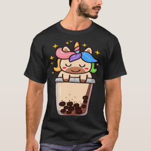 Camiseta O Unicórnio Bebendo Copos Boba Tea Meme Memes