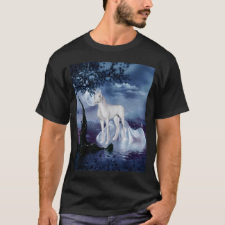 Camiseta O unicórnio sonha a juba florescida roxa 1
