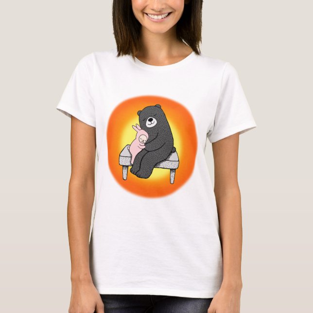 Camiseta O urso e o coelho amam animais bonitos da floresta (Frente)