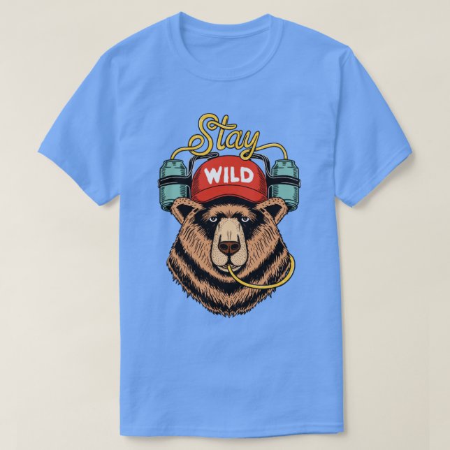 Camiseta O urso permanece selvagem (Frente do Design)
