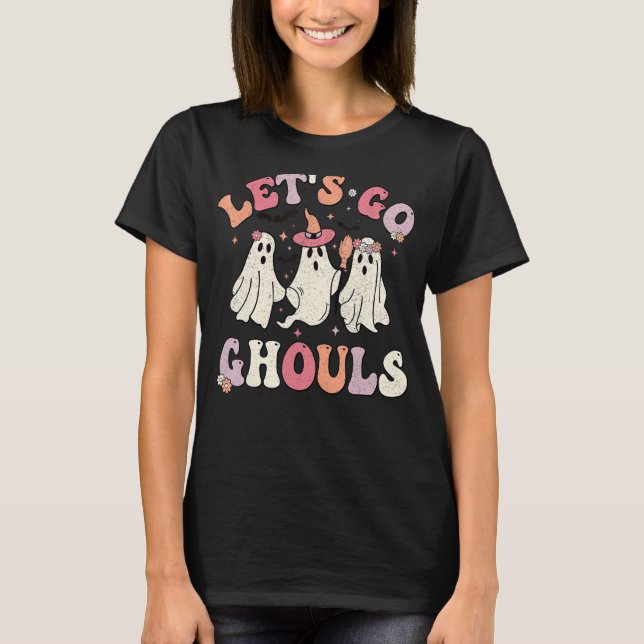 Camiseta O Vamos De Groovy Vai Ghouls Halloween, Roupa De F (Frente)