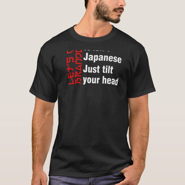 Camiseta O vamos vai Brandon, não é japonês, apenas inclina (Frente)