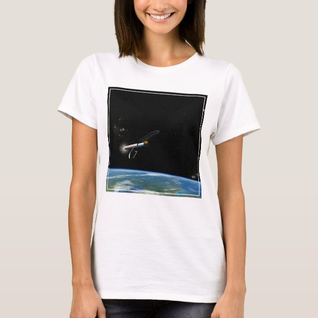Camiseta O Veículo De Lançamento Atlas V541 Em Órbita. (Frente)