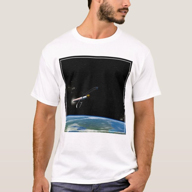 Camiseta O Veículo De Lançamento Atlas V541 Em Órbita. (Frente)