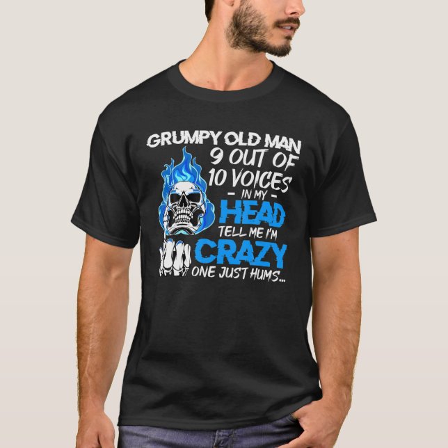 Camiseta O Velho Grumpy 9 De 10 Vozes Na Minha Cabeça Diz-M (Frente)