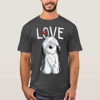 Camiseta O velho pastor inglês adorava o cão e o bobtail do
