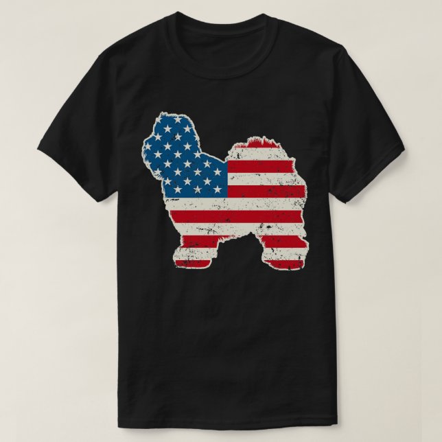 Camiseta O velho Sheepdog American Flag 4 de julho para (Frente do Design)