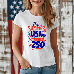 Camiseta O Verão em que os EUA Comemoraram 250 Anos de 4 de