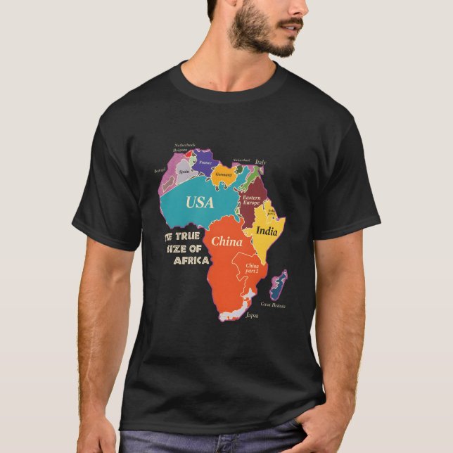 Camiseta O Verdadeiro Tamanho Da África (Frente)