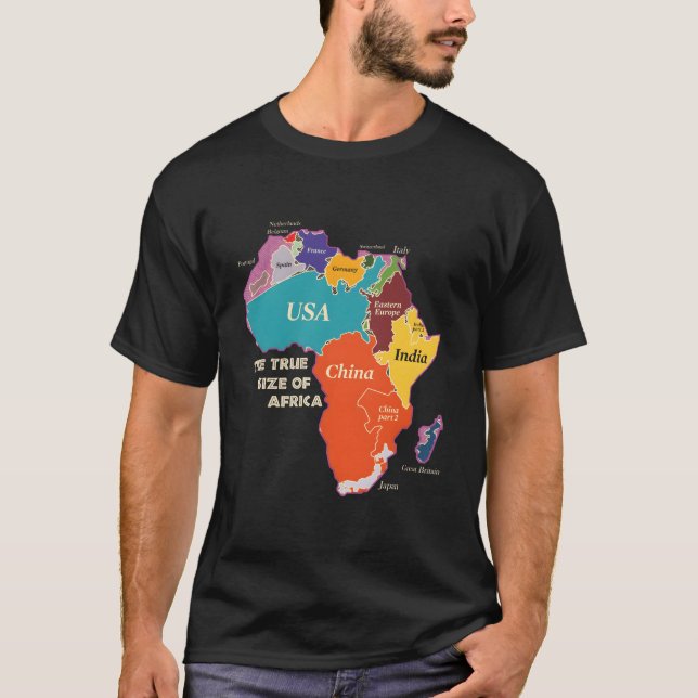 Camiseta O Verdadeiro Tamanho da África (Frente)