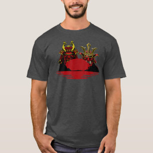 Camiseta O Vermelho Sangrento Duplo Samurai Oni Máscara Asc