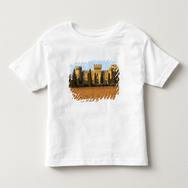 Camiseta O vinhedo com videiras do syrah e o castelo (Frente)