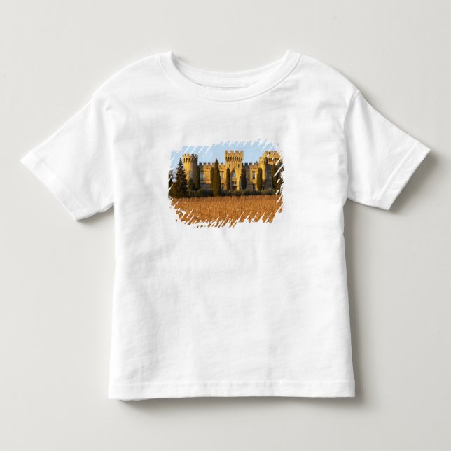 Camiseta O vinhedo com videiras syrah e o castelo (Frente)